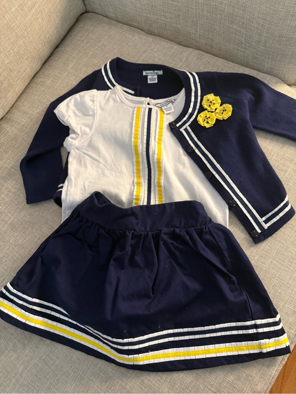 Hartstrings Navy, White & Yellow Girls Matching Set